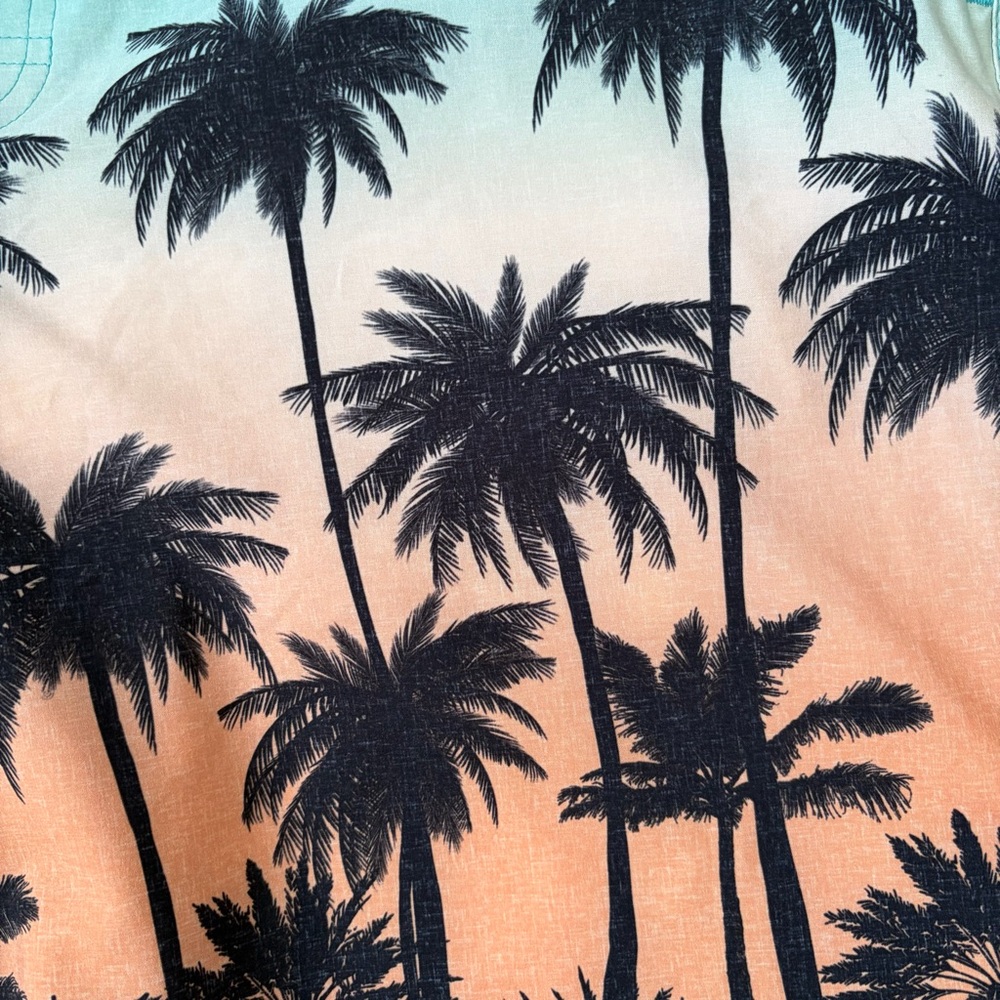 NWT Sonoma Sz XL Teal, Black and Orange Palm Tree Board Shorts Drawstring Pocket - Picture 6 of 7